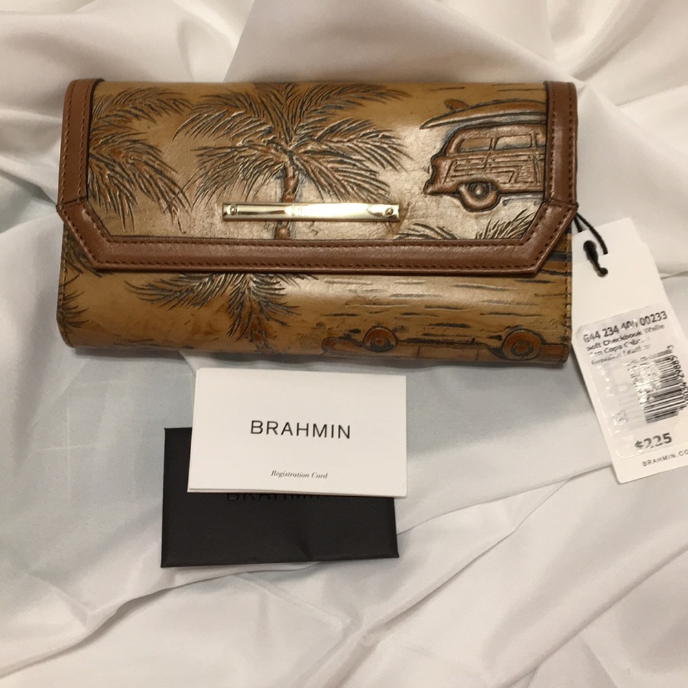 Brahmin Soft Checkbook Wallet Tan Copa Cabana NWT